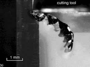 Fig. 6 Real time photographs of chip formation for cutting speed V = 45 m/s